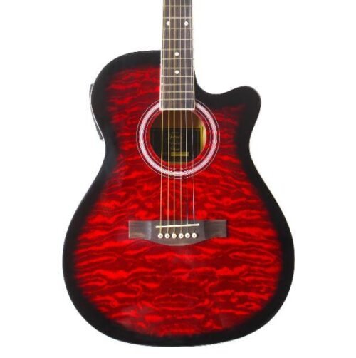 Violão Eletro Acústico Rajado | Vermelho Rajado | Mini Jumbo